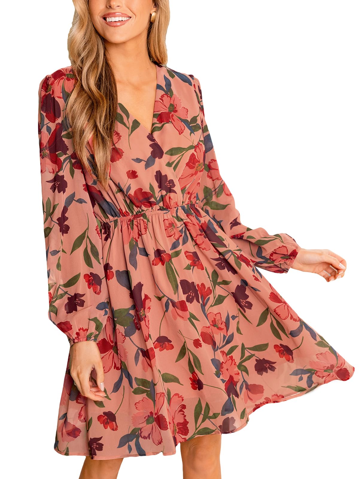 CUPSHE Womens Fall Floral Dress Boho Vacation Mini Wedding Guest Dresses