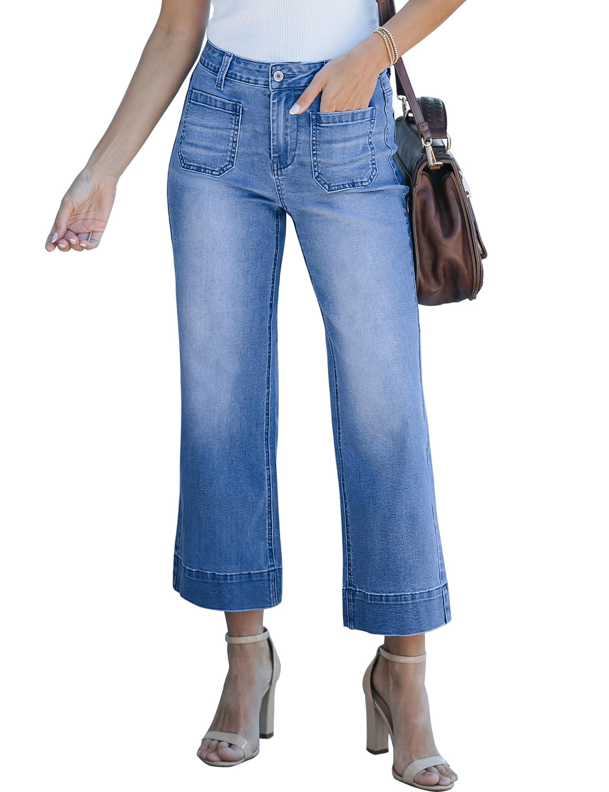 luvamia Wide Leg Jeans for Women Trendy High Waisted Crop Flare Jeans Pants