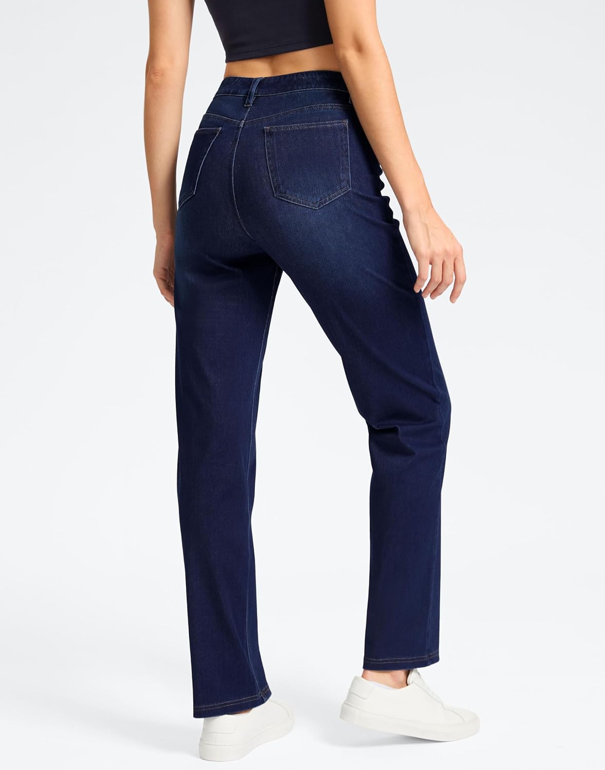 Rammus Womens Stretchy Pull on Straight Leg Jeans