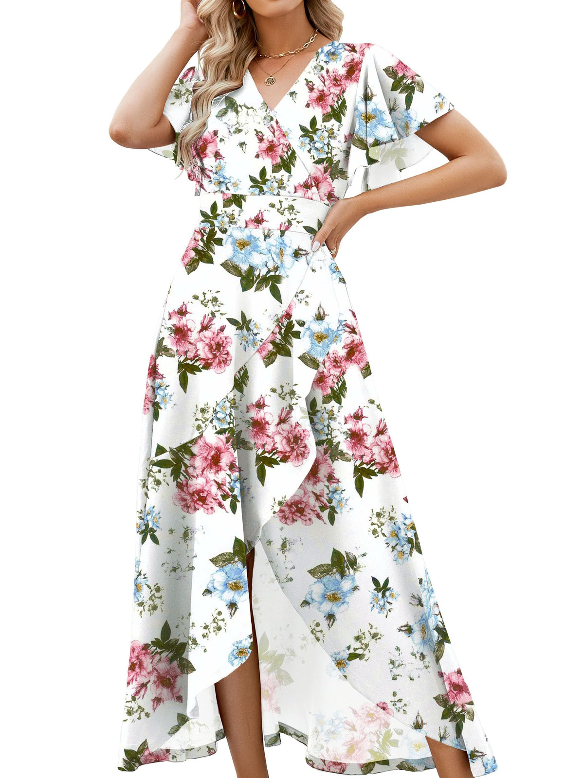 ZZV Formal Dresses for Women Gowns Evening V Neck Wedding Guest Dresses