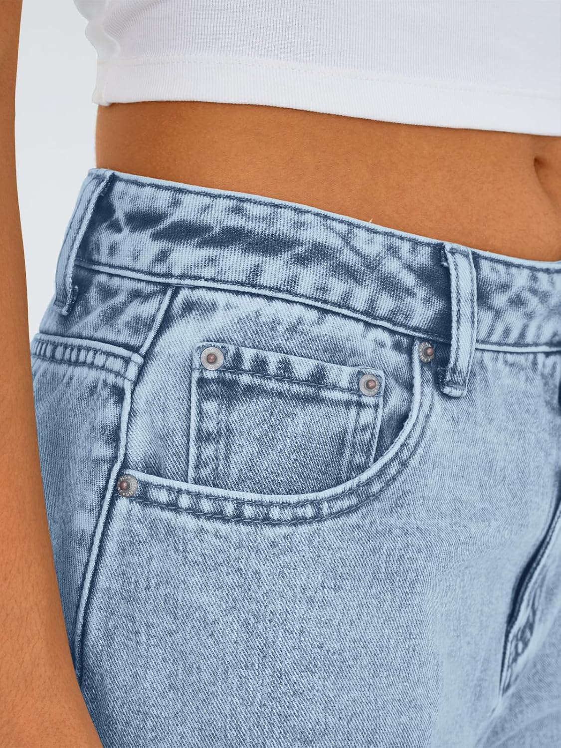 Trendy Queen Women High Waisted Straight Wide Leg Jeans Stretch Baggy Pants