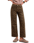 luvamia Wide Leg Jeans for Women Leopard Cheetah Print Ankle Denim Pants