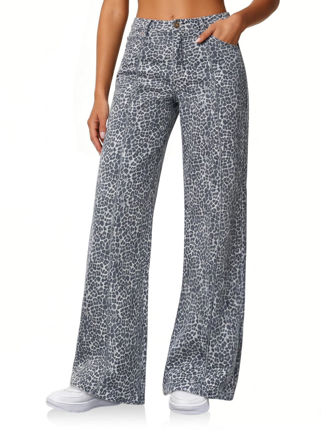 Cicy Bell Womens Wide Leg Jeans High Waisted Stretchy Baggy Denim Pants