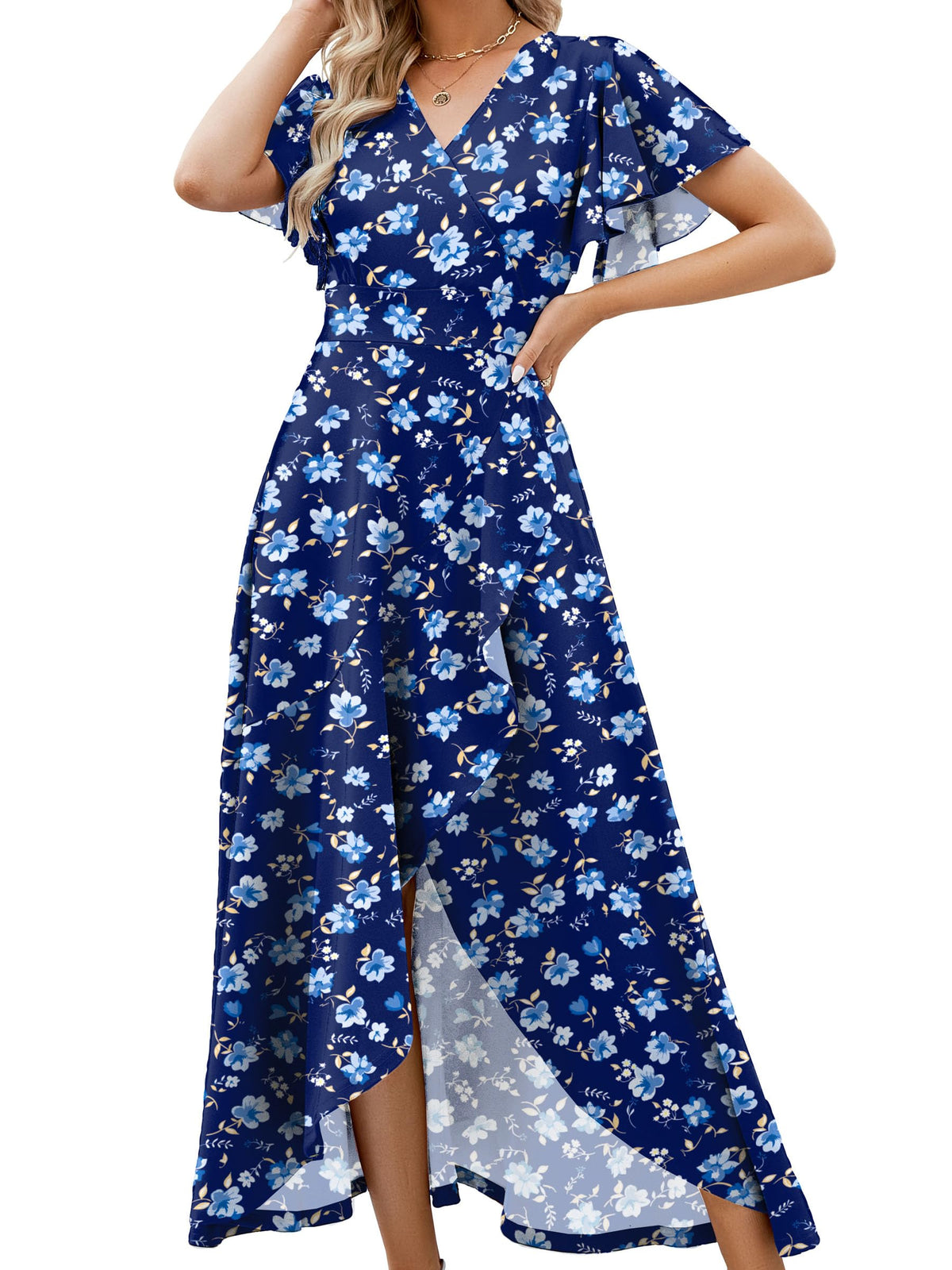 ZZV Formal Dresses for Women Gowns Evening V Neck Wedding Guest Dresses