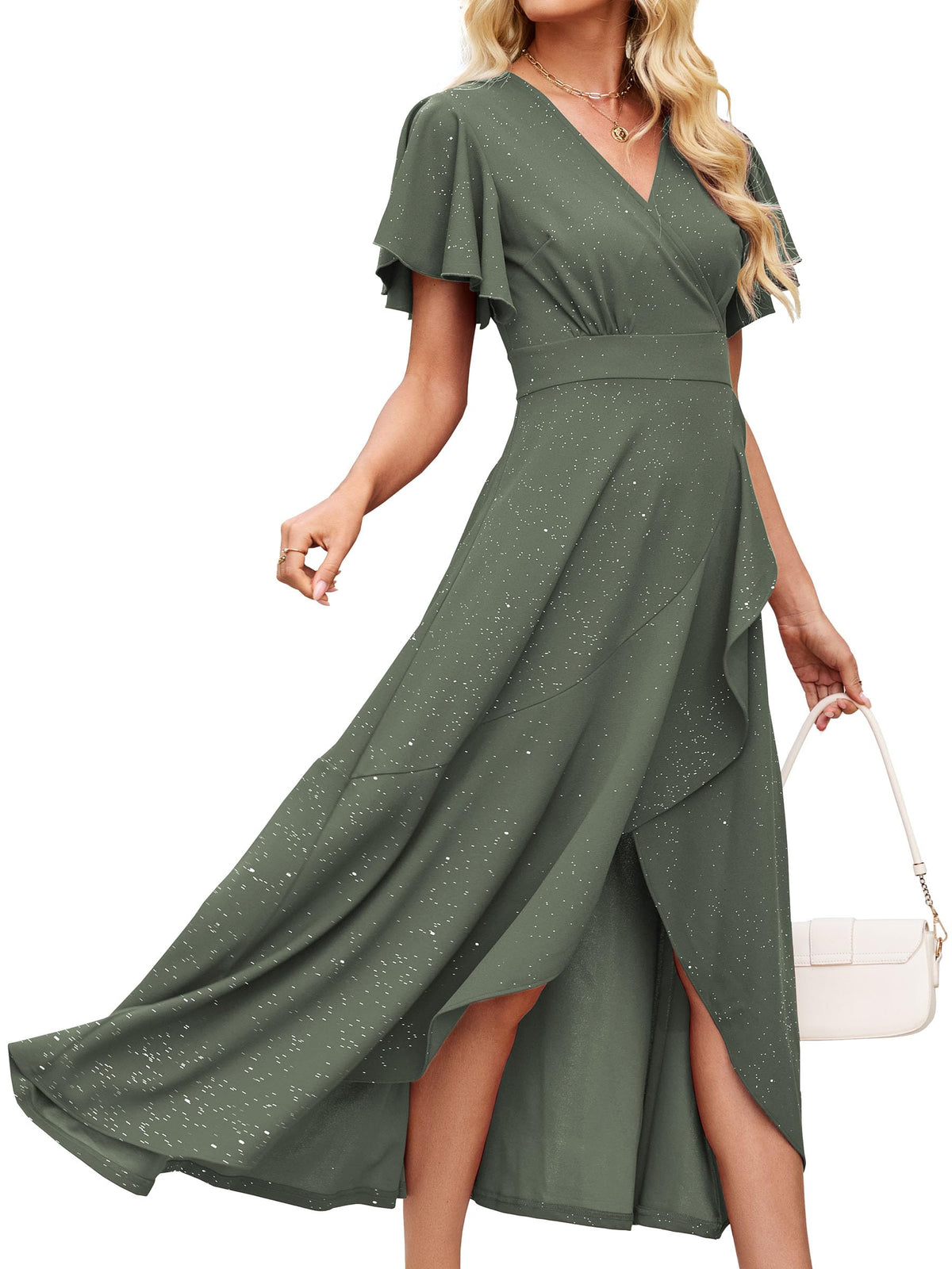 ZZV Formal Dresses for Women Gowns Evening V Neck Wedding Guest Dresses