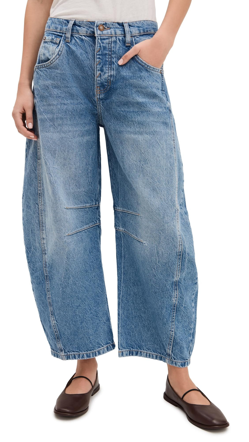 Free People Women's Good Luck Mid-Rise Barrel Jeans