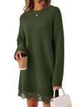 MEROKEETY Women's Fall Long Sleeve Lace Oversized Casual Knit Sweater Dress