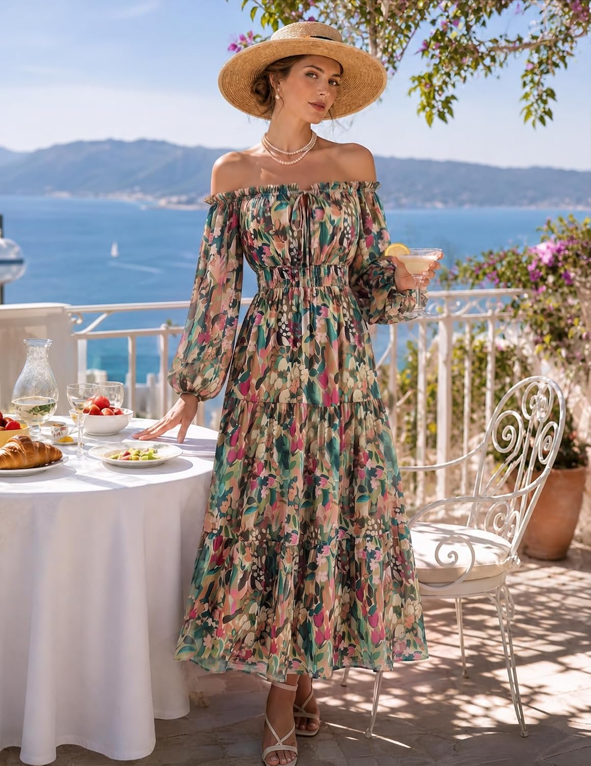 ZESICA Womens 2026 Fall Long Sleeve Floral Maxi Dress