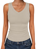 ANRABESS Tank Tops for Women V Neck Summer Sleeveless Ribbed Knit
