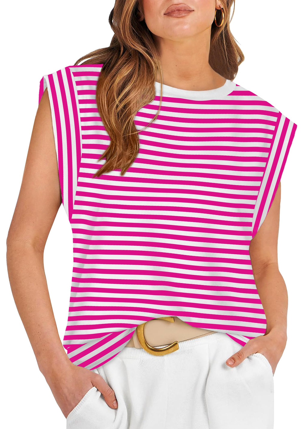WIHOLL Cap Sleeve Tops for Women Summer Top Basic Tee Shirts Business Casual Tank Loose Fit 2026 Fashion