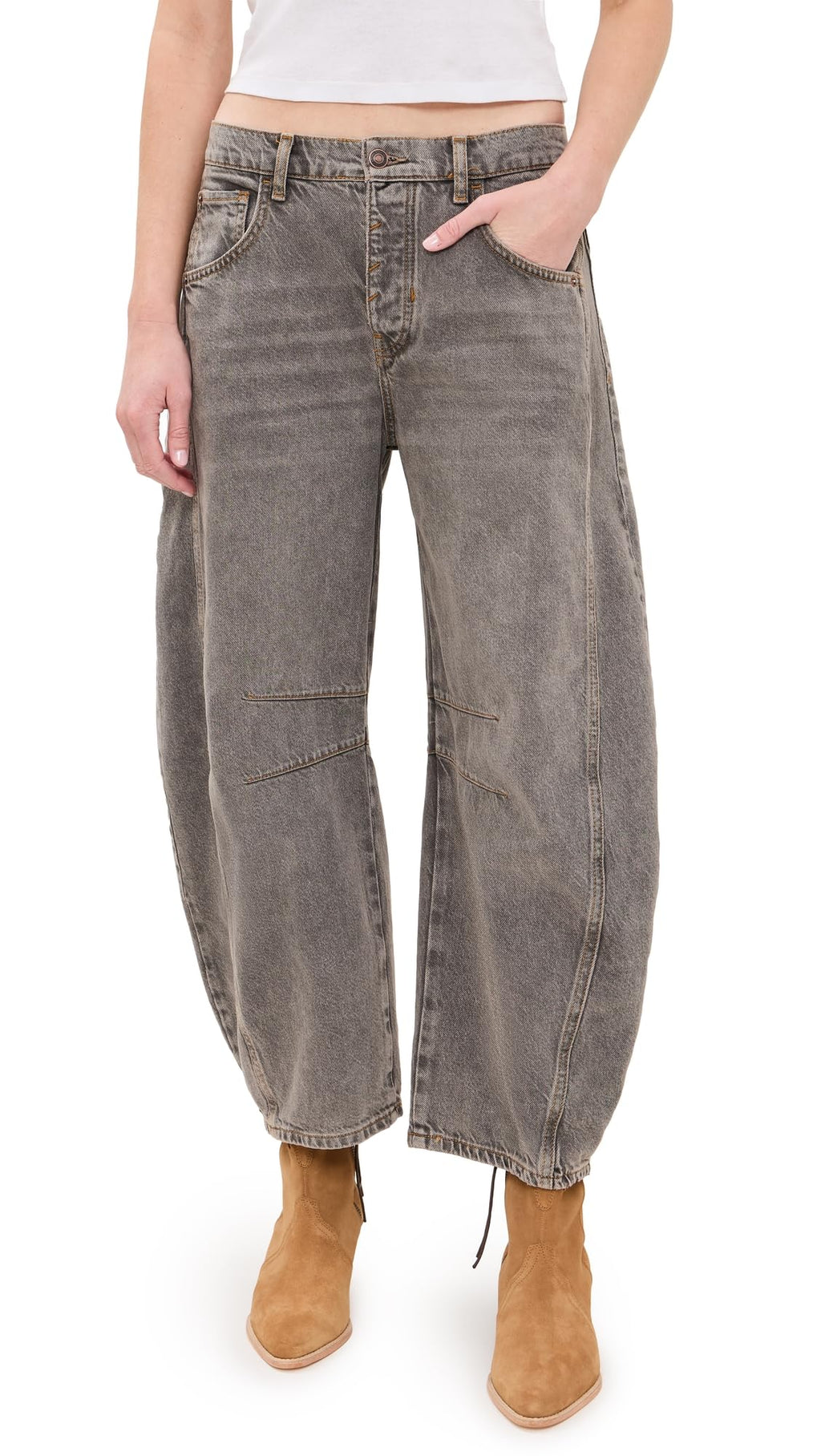 Free People Women's Good Luck Mid-Rise Barrel Jeans
