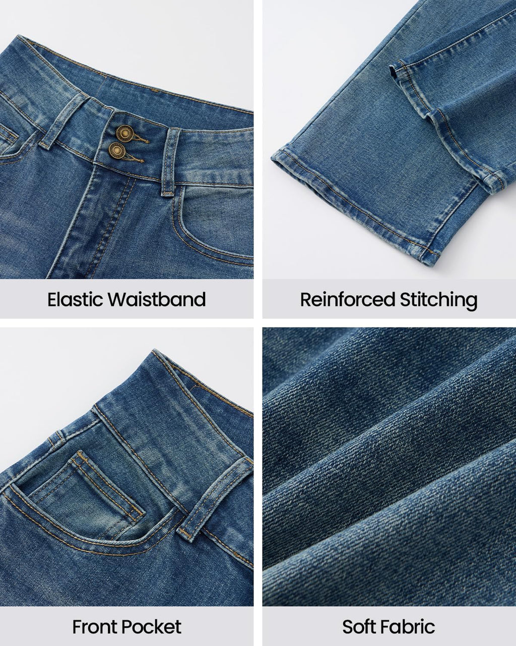 Women's High Waisted Wide Leg Jeans Stretchy Baggy Pants Trendy Fit