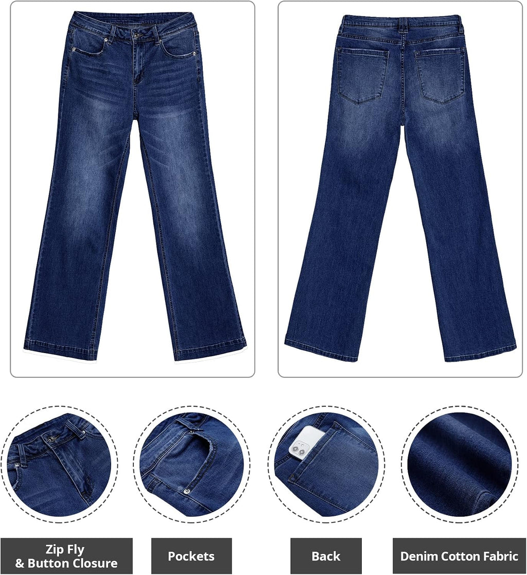 GRAPENT Flare Jeans for Women High Rise Wide Leg Baggy Stretchy Denim Pants