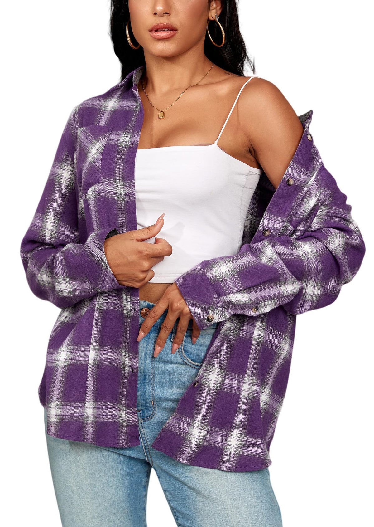 KevaMolly Plaid Flannel Shirts for Women Long Sleeve