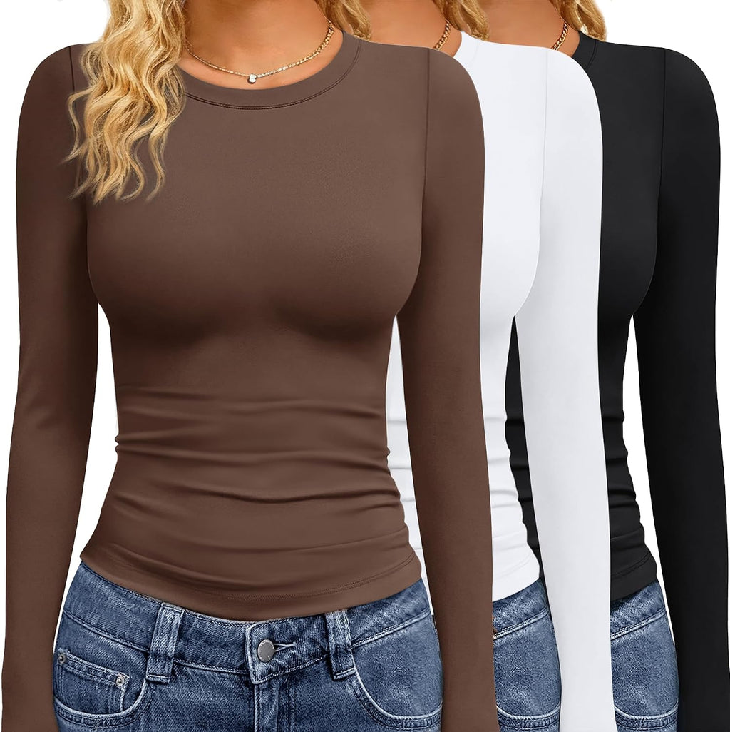 GAYHAY 3 Pack Womens Long Sleeve T Shirts Crew Neck Fall Winter Top 2026