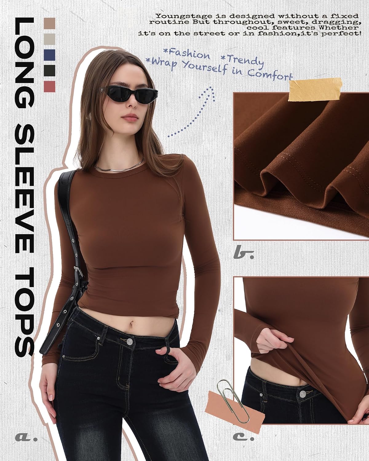 GAYHAY 3 Pack Womens Long Sleeve T Shirts Crew Neck Fall Winter Top 2026