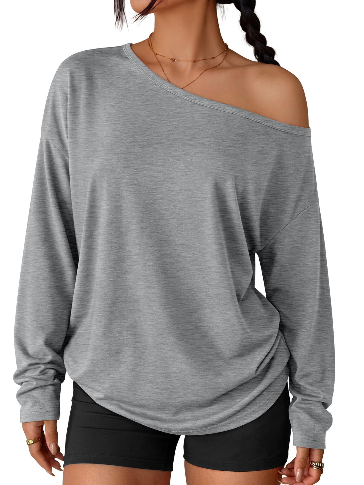Trendy Queen Womens Off The Shoulder Oversized Tops