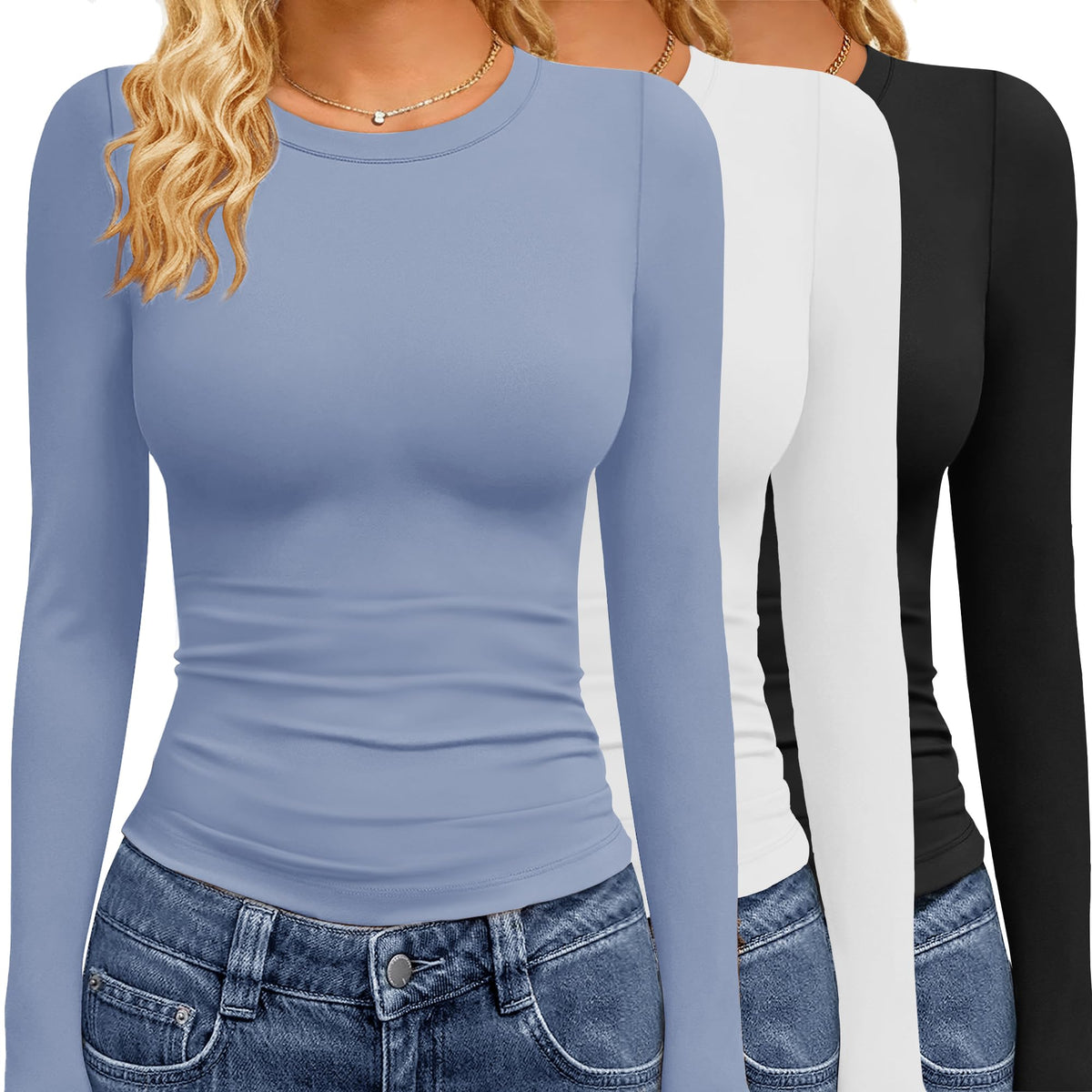 GAYHAY 3 Pack Womens Long Sleeve T Shirts Crew Neck Fall Winter Top 2026