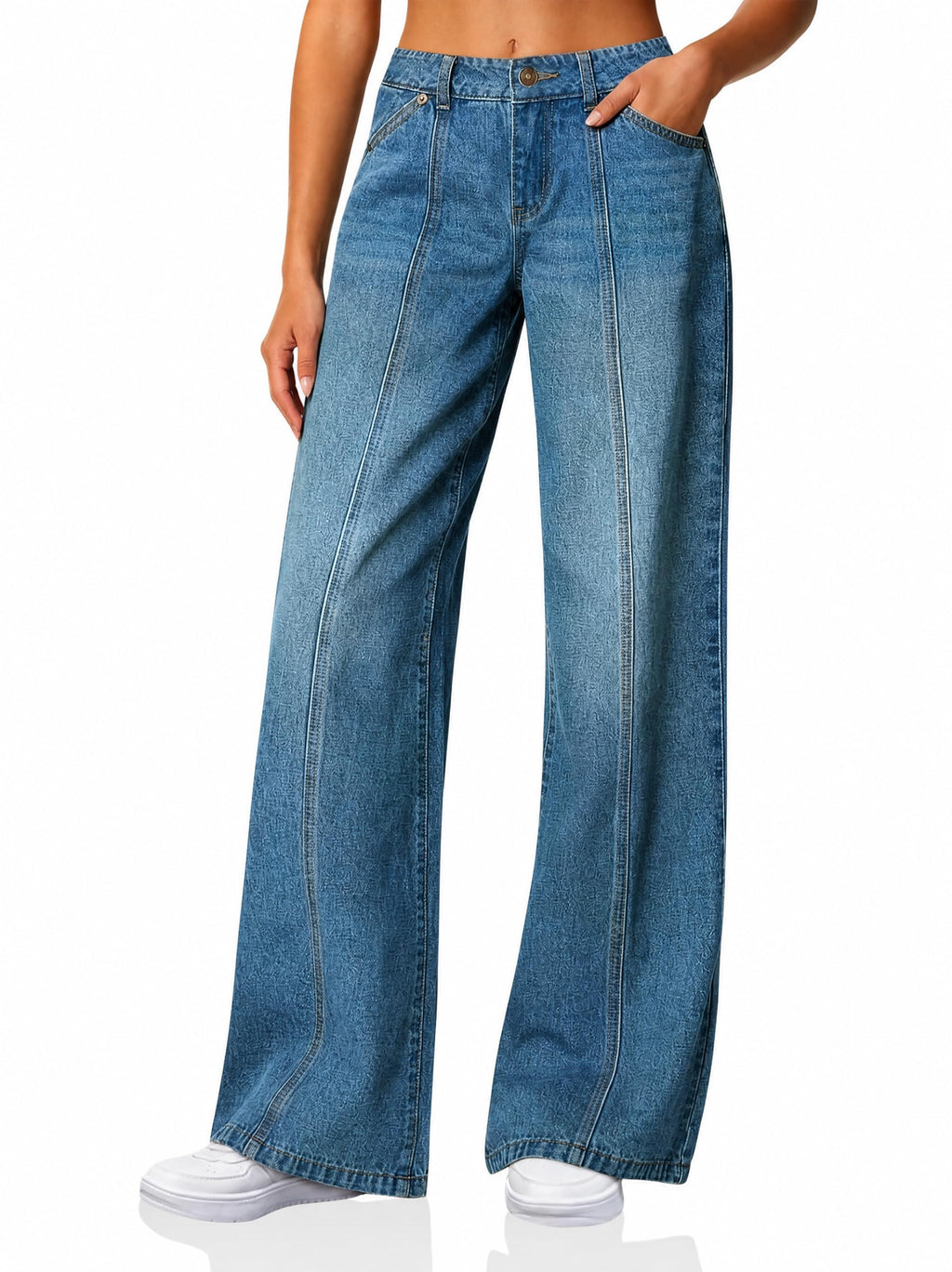 Cicy Bell Womens Wide Leg Jeans High Waisted Stretchy Baggy Denim Pants