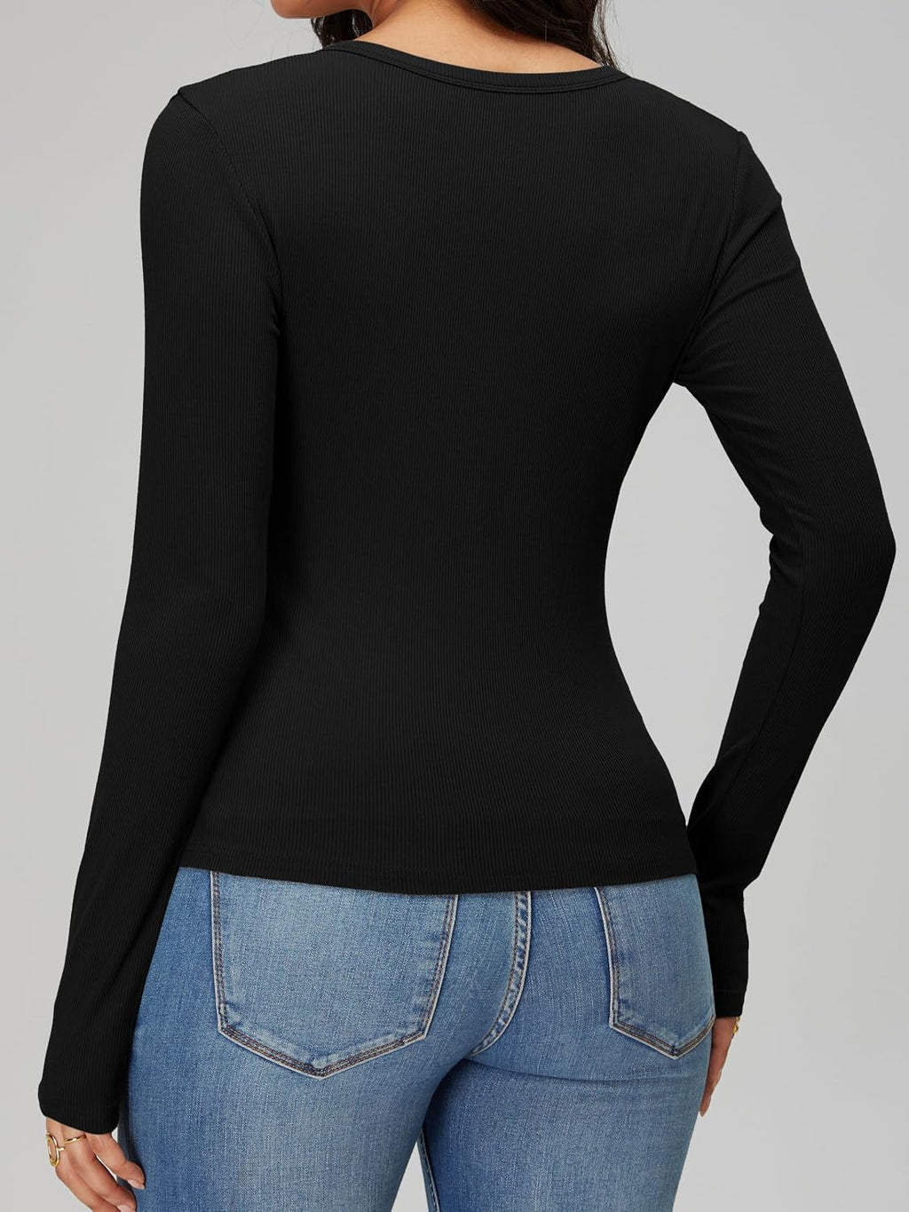 iGENJUN Women Long Sleeve V Neck Shirts for Women Business Casual Work Top Knit Slim Fit for Fall