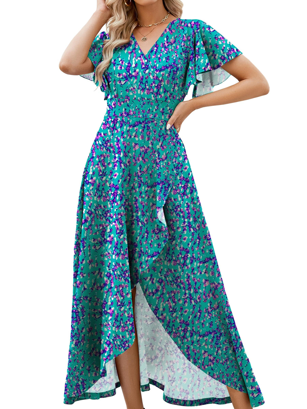 ZZV Formal Dresses for Women Gowns Evening V Neck Wedding Guest Dresses