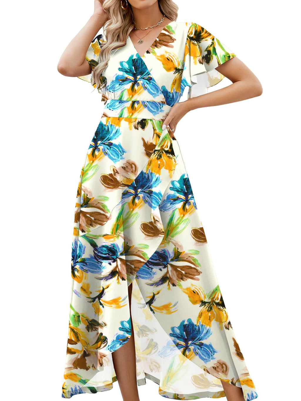 ZZV Formal Dresses for Women Gowns Evening V Neck Wedding Guest Dresses