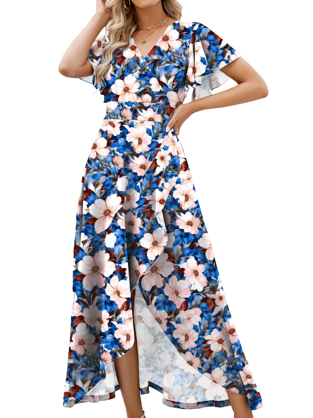 ZZV Formal Dresses for Women Gowns Evening V Neck Wedding Guest Dresses