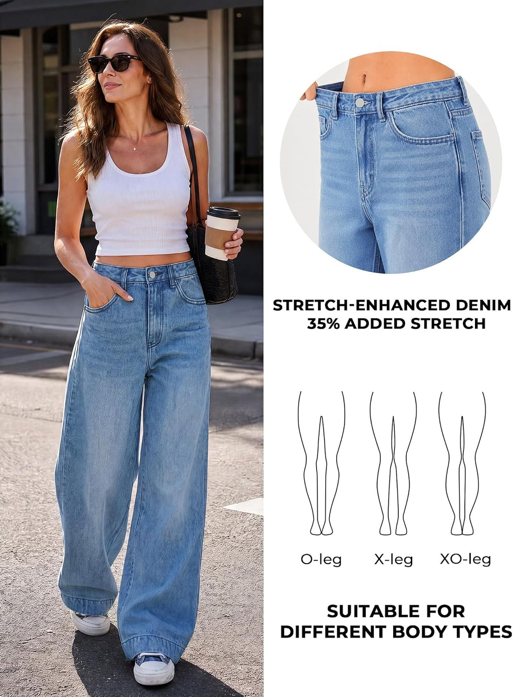 EMMIOL Women 2026 Wide Leg Jeans High Waist Stretchy Baggy Denim Pants