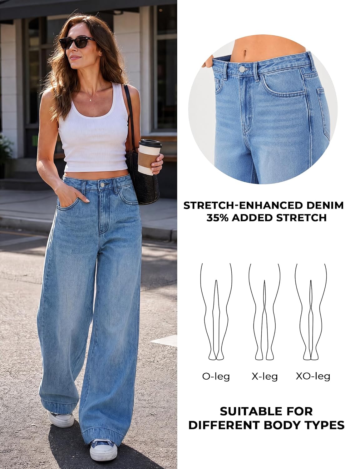 EMMIOL Women 2026 Wide Leg Jeans High Waist Stretchy Baggy Denim Pants