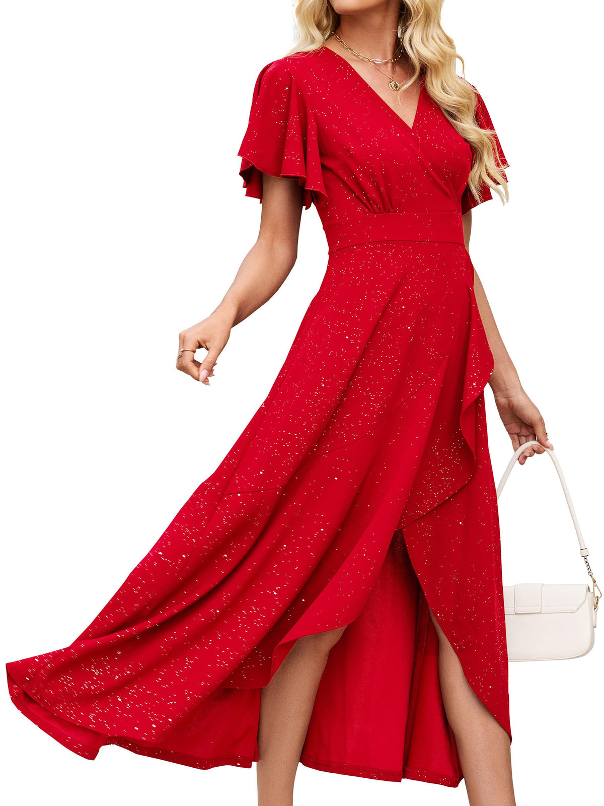 ZZV Formal Dresses for Women Gowns Evening V Neck Wedding Guest Dresses