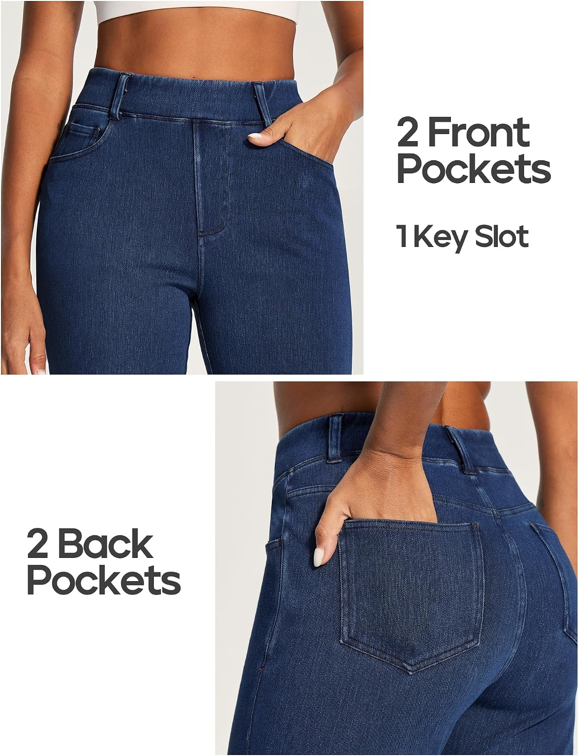 Stretchy Straight Leg Jeans for Women Trendy High Waisted Pull On Pants
