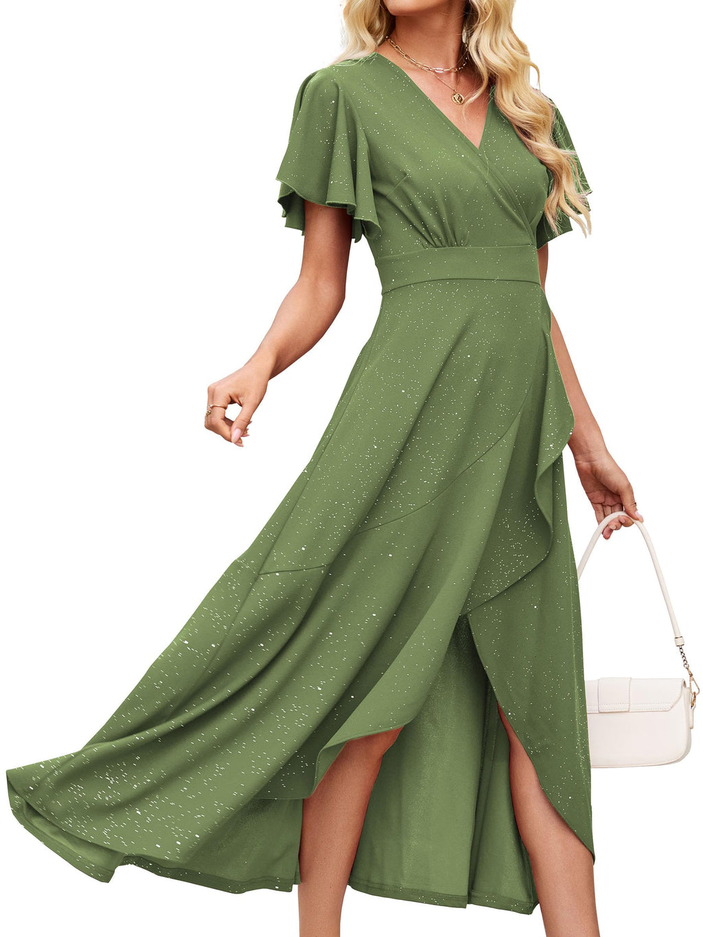 ZZV Formal Dresses for Women Gowns Evening V Neck Wedding Guest Dresses