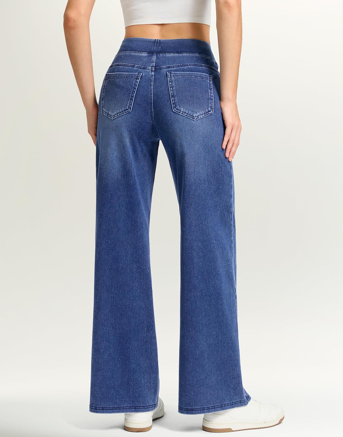 Rammus Wide Leg Jeans Woman High Waisted Pull On Stretchy Denim Pants