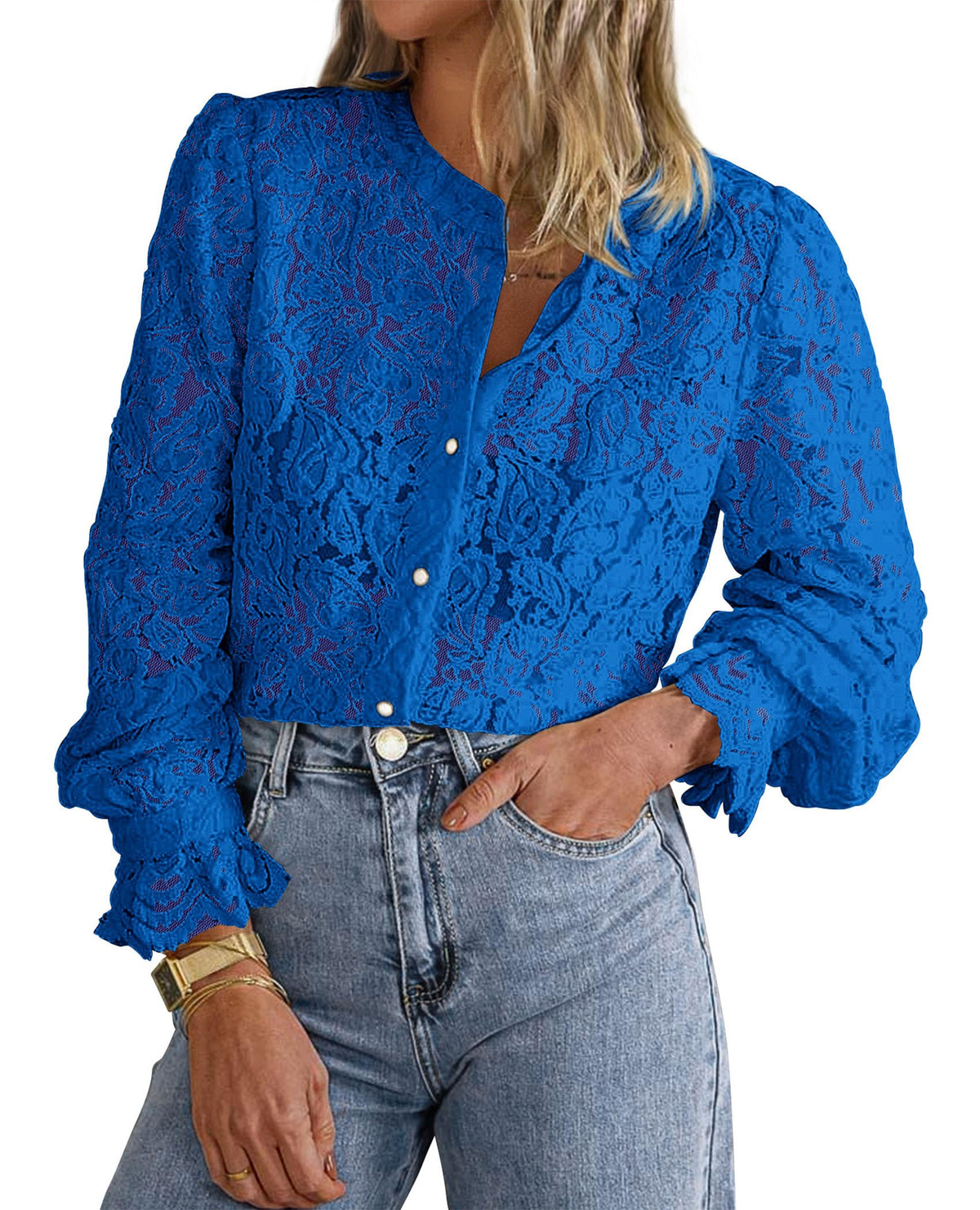 PRETTYGARDEN Women's Fall Trendy Long Sleeve Lace Tops