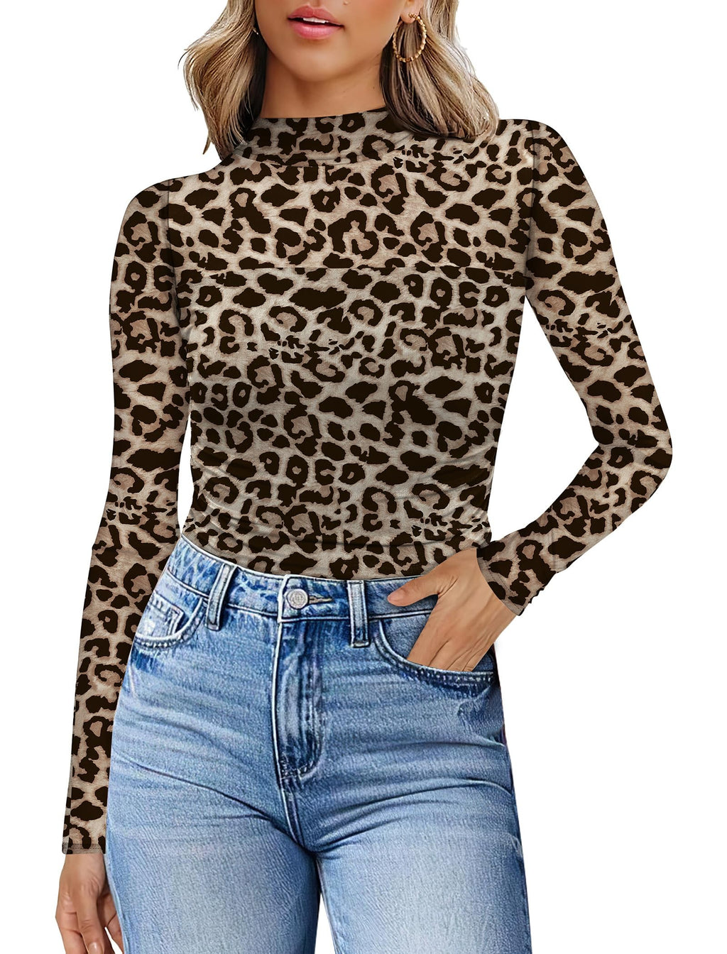 Womens Sexy Mesh Long Sleeve Shirts Fashion Clothing Turtle Necks Sheer Ruched Going Out Tops Fall Outfits Slim Fit Blouses