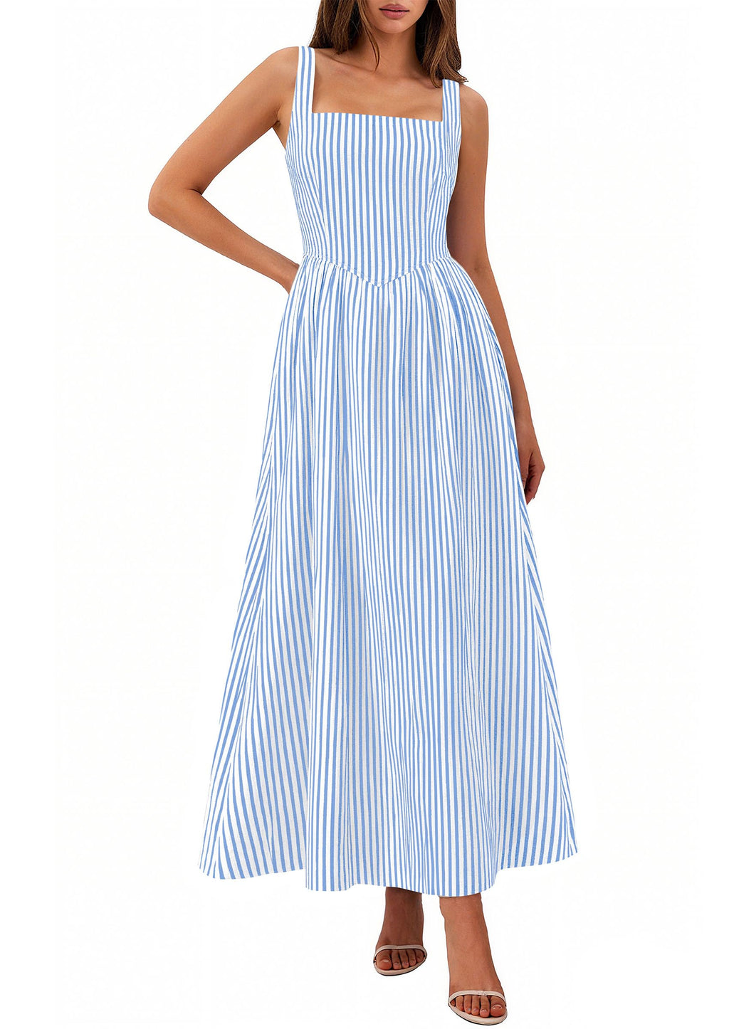 PRETTYGARDEN Women's Maxi Dress Summer Striped Sundress
