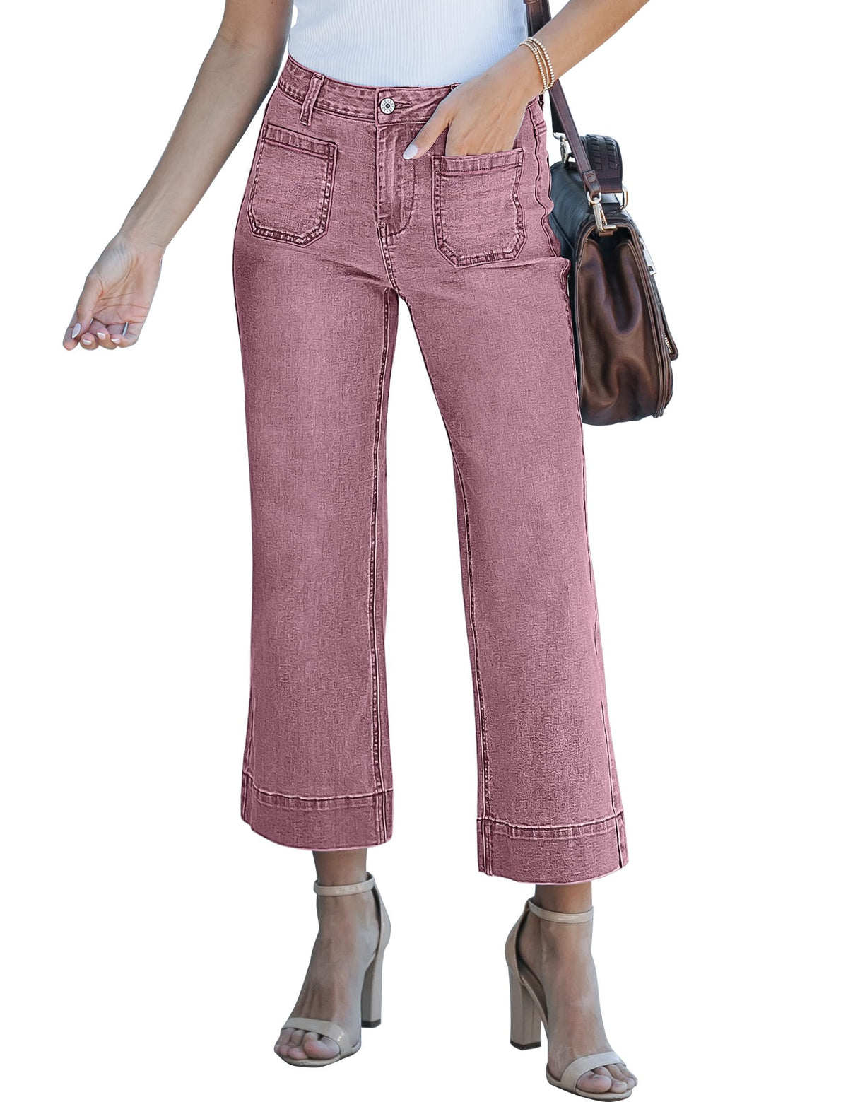 luvamia Wide Leg Jeans for Women Trendy High Waisted Crop Flare Jeans Pants