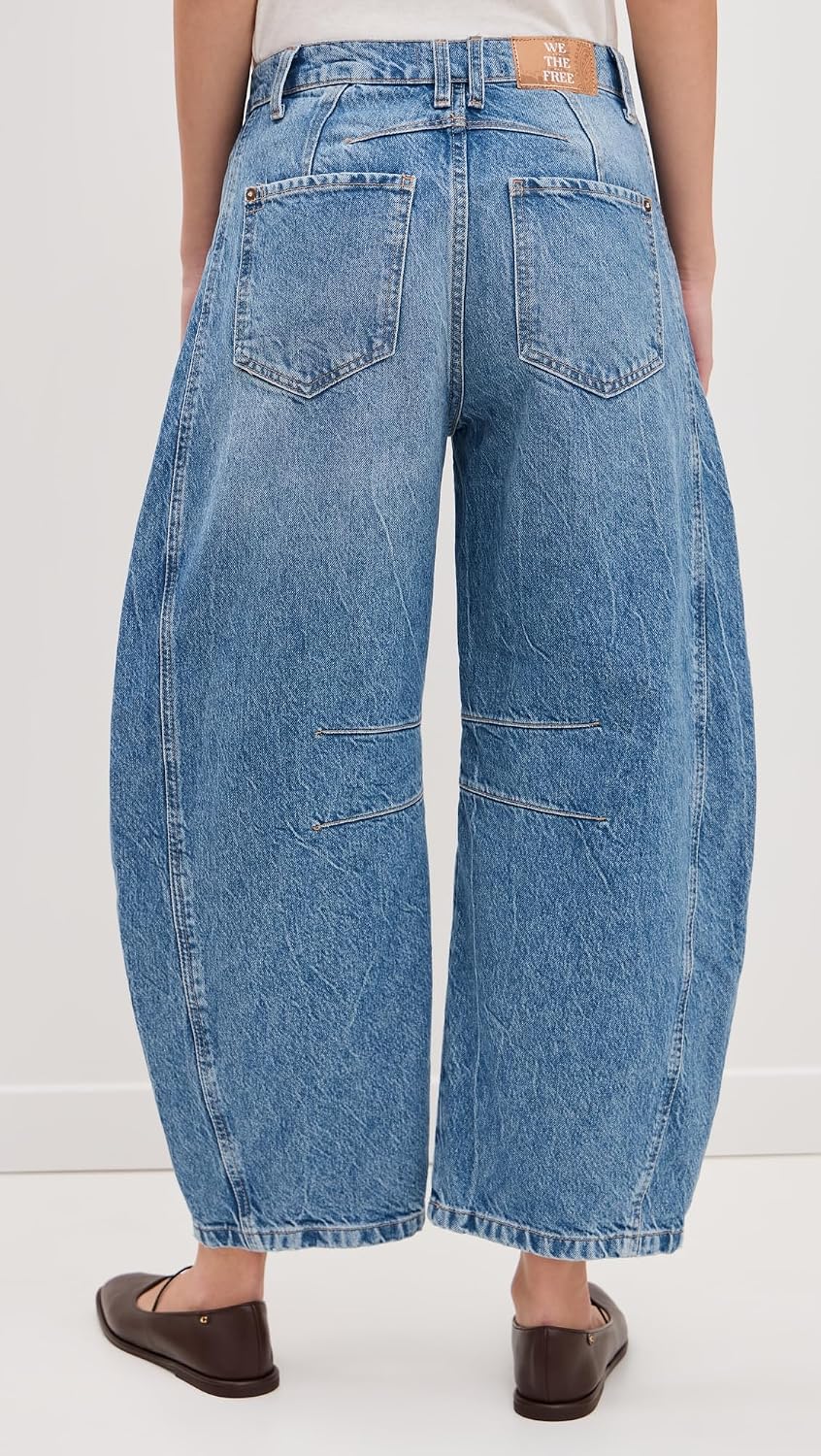Free People Women's Good Luck Mid-Rise Barrel Jeans