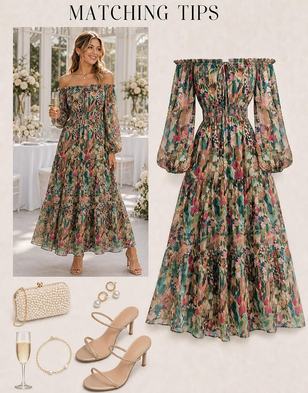 ZESICA Womens 2026 Fall Long Sleeve Floral Maxi Dress