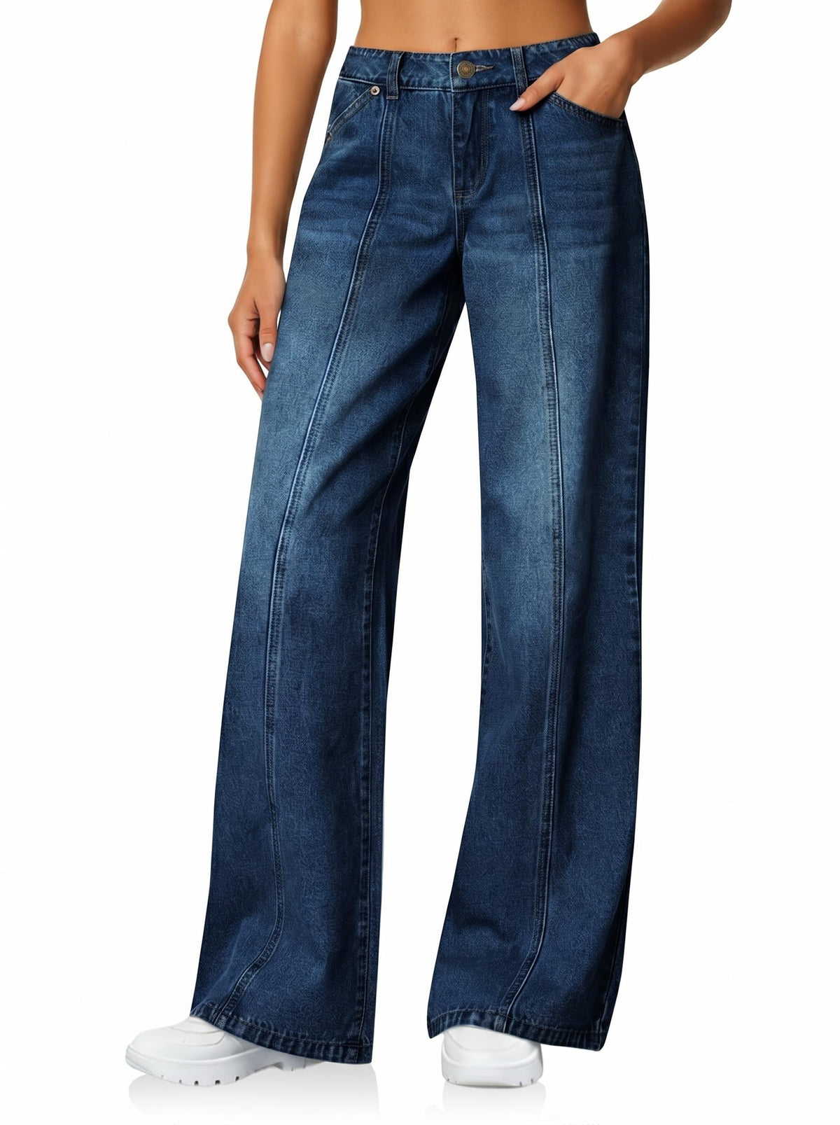 Cicy Bell Womens Wide Leg Jeans High Waisted Stretchy Baggy Denim Pants