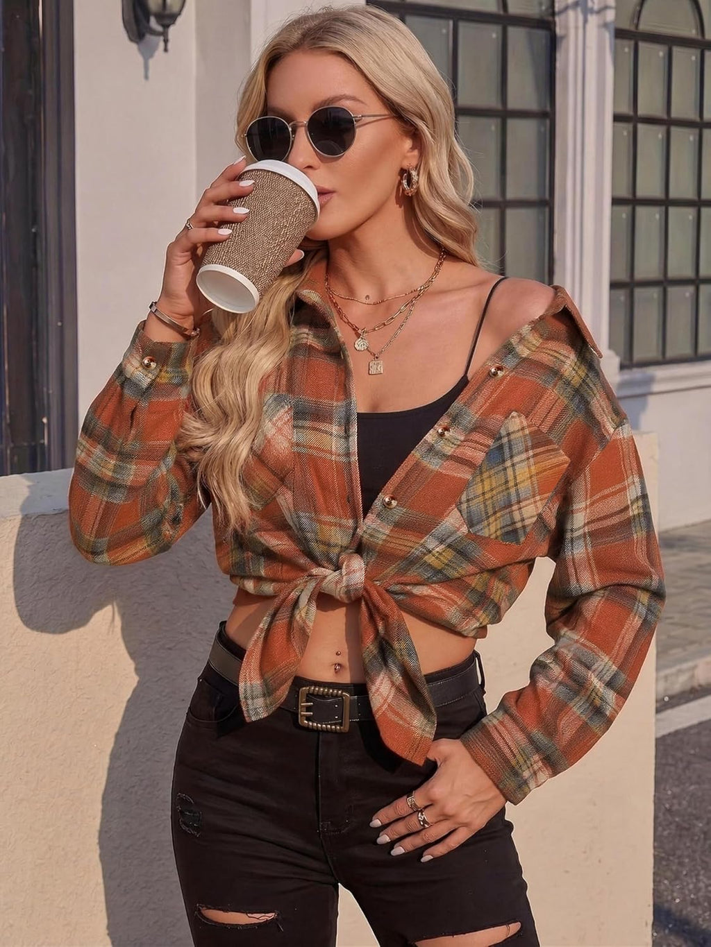 Zeagoo Womens Flannel Shirts Long Sleeve Button Down Casual Fall Plaid Top