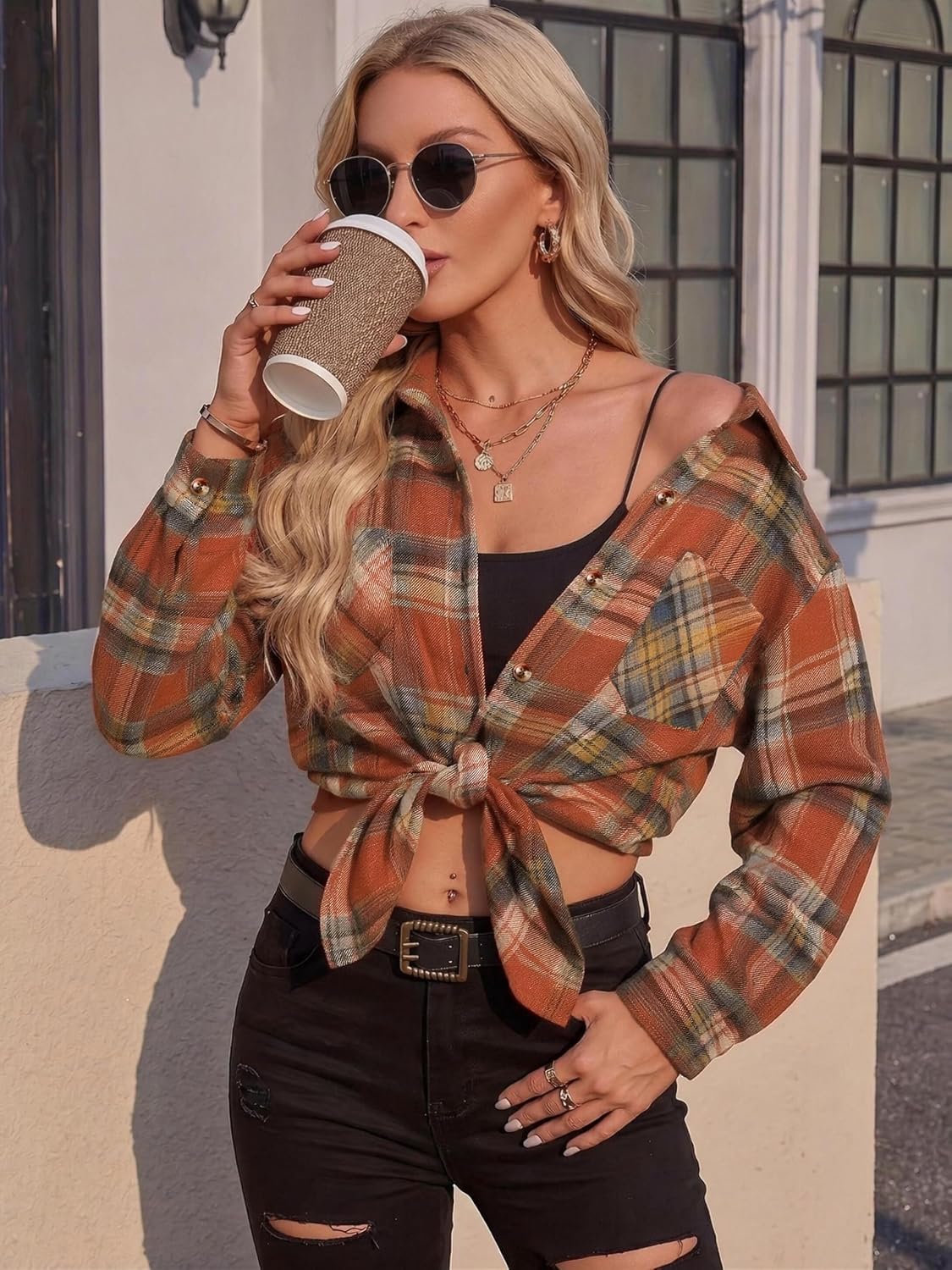 Zeagoo Womens Flannel Shirts Long Sleeve Button Down Casual Fall Plaid Top