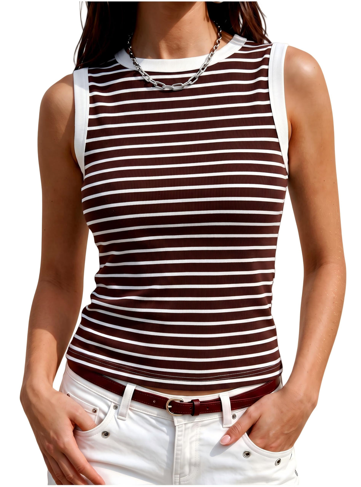 Meetrendi Women's Premium Cotton Tank Top Sleeveless Fitted Crop Basic Top