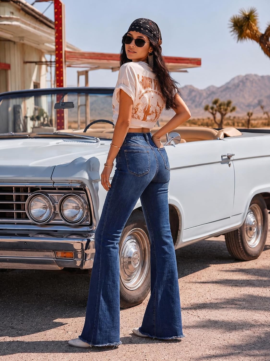 PEIHOT Vintage Bell Bottoms Flare Jeans for Women 90s High Waist Ripped Distressed Wide Leg High Rise Denim Pants