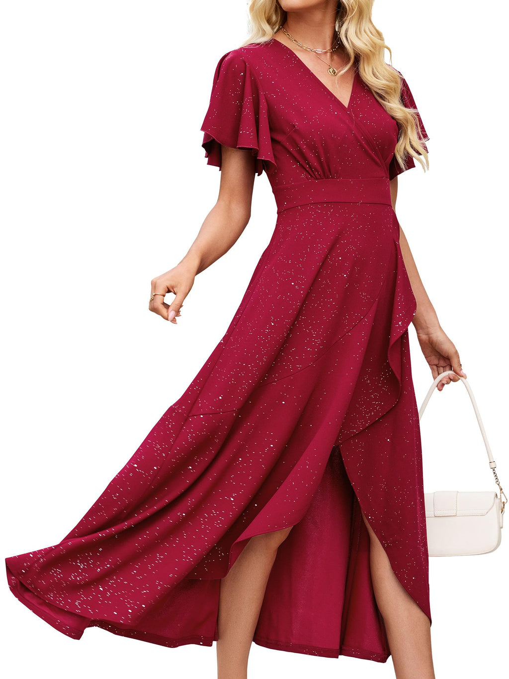 ZZV Formal Dresses for Women Gowns Evening V Neck Wedding Guest Dresses
