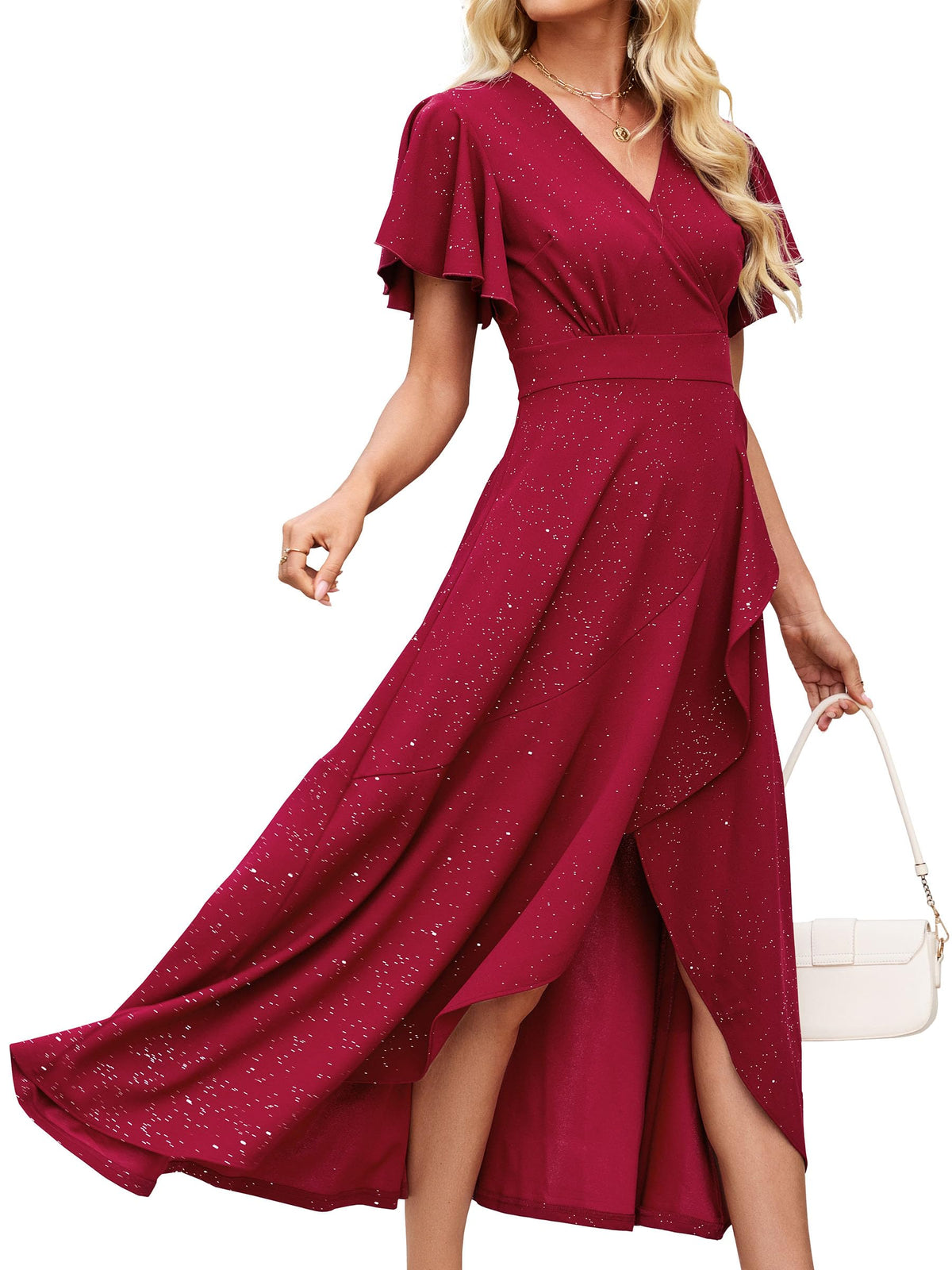 ZZV Formal Dresses for Women Gowns Evening V Neck Wedding Guest Dresses
