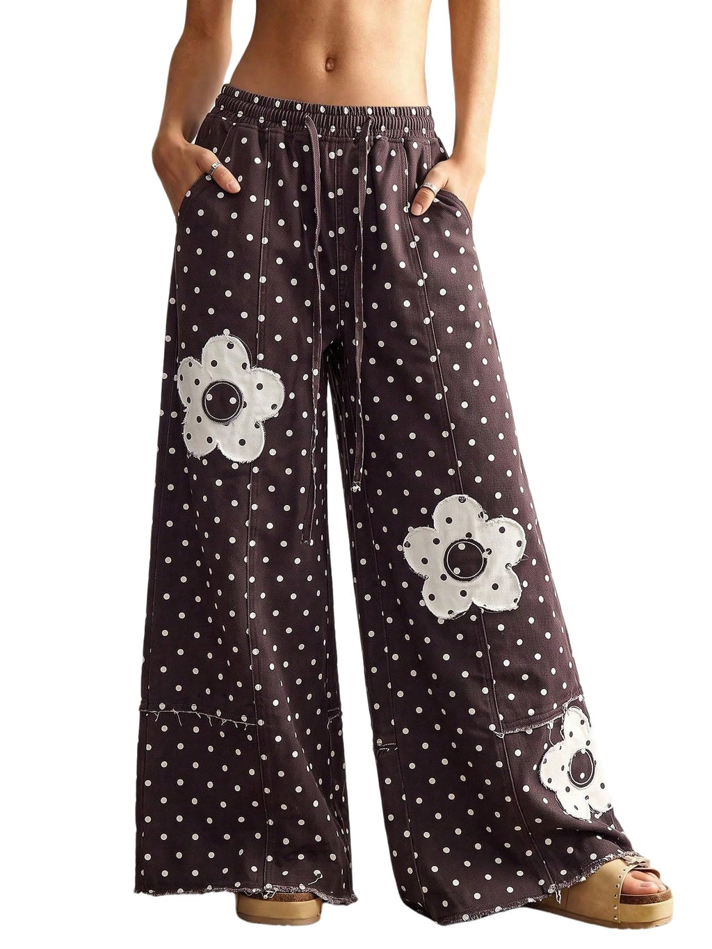BEAUDRM Women's Y2K Baggy Jeans Wide Leg Jeans Denim Boho Pants