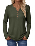 Zeagoo Women's Long Sleeve Waffle Knit Tops 2026 Fall Henley V Neck Shirts