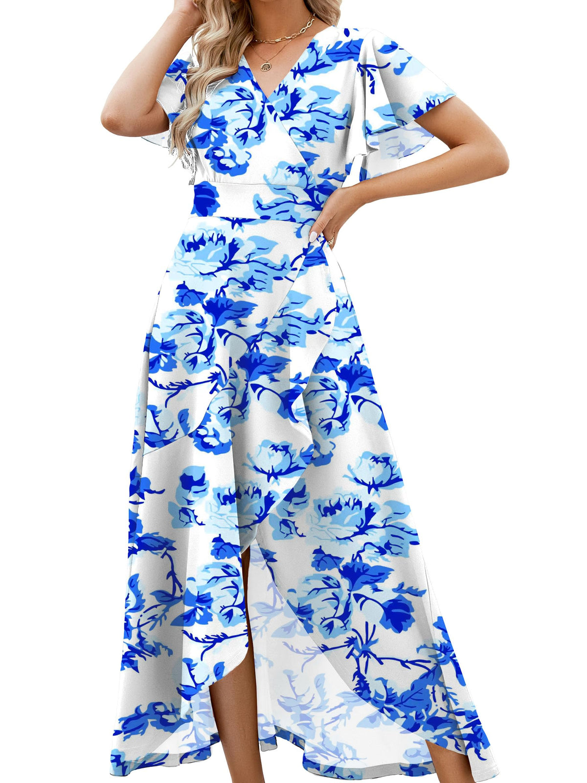 ZZV Formal Dresses for Women Gowns Evening V Neck Wedding Guest Dresses