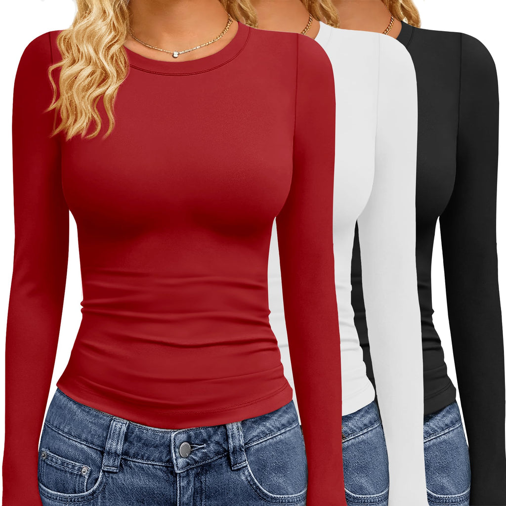 GAYHAY 3 Pack Womens Long Sleeve T Shirts Crew Neck Fall Winter Top 2026